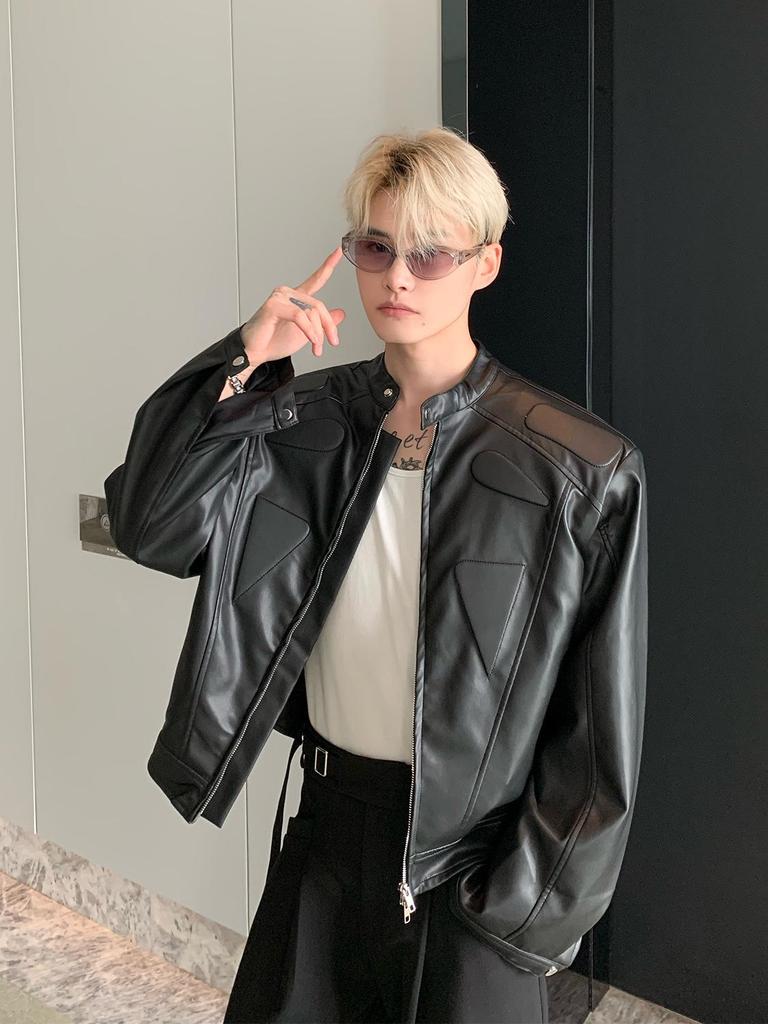 Unisex High-End Motorcycle Jacket: Spring & Autumn American Street Style with Padded Shoulders