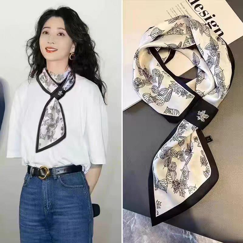 Small silk scarf women's new spring and autumn thin temperament thin lazy free tie popular neck neck protection scarf scarf