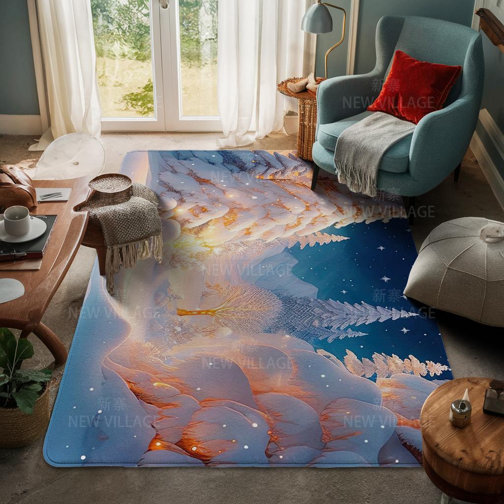 House Entrance Carpet Home Door Mat Living Room Bath Foot Bathroom Non-slip Water Absorption Rugs Bath Merry Christmas Winter