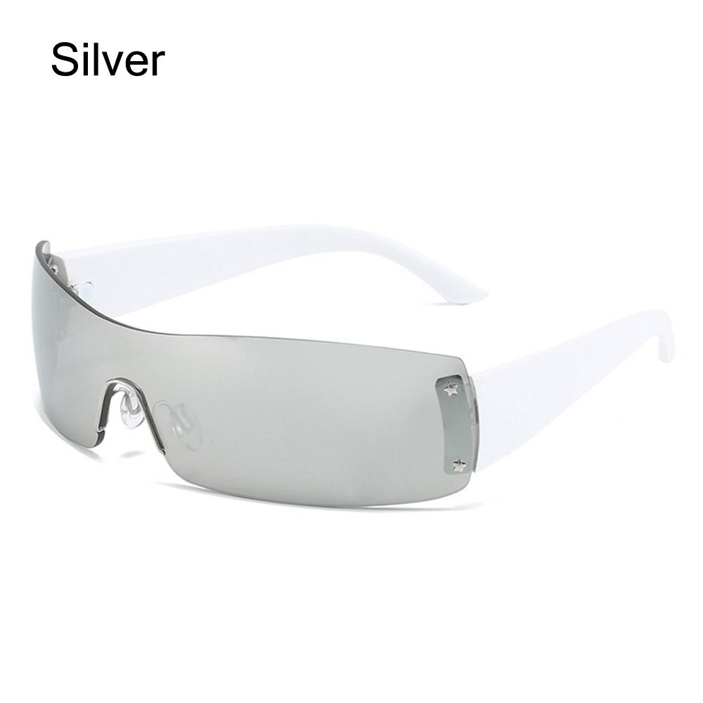 1pc Women Men Punk Y2K Sunglasses Trendy Rimless Star One Piece Goggles Oversized Wrap Around Shades 2000's Eyewear UV400