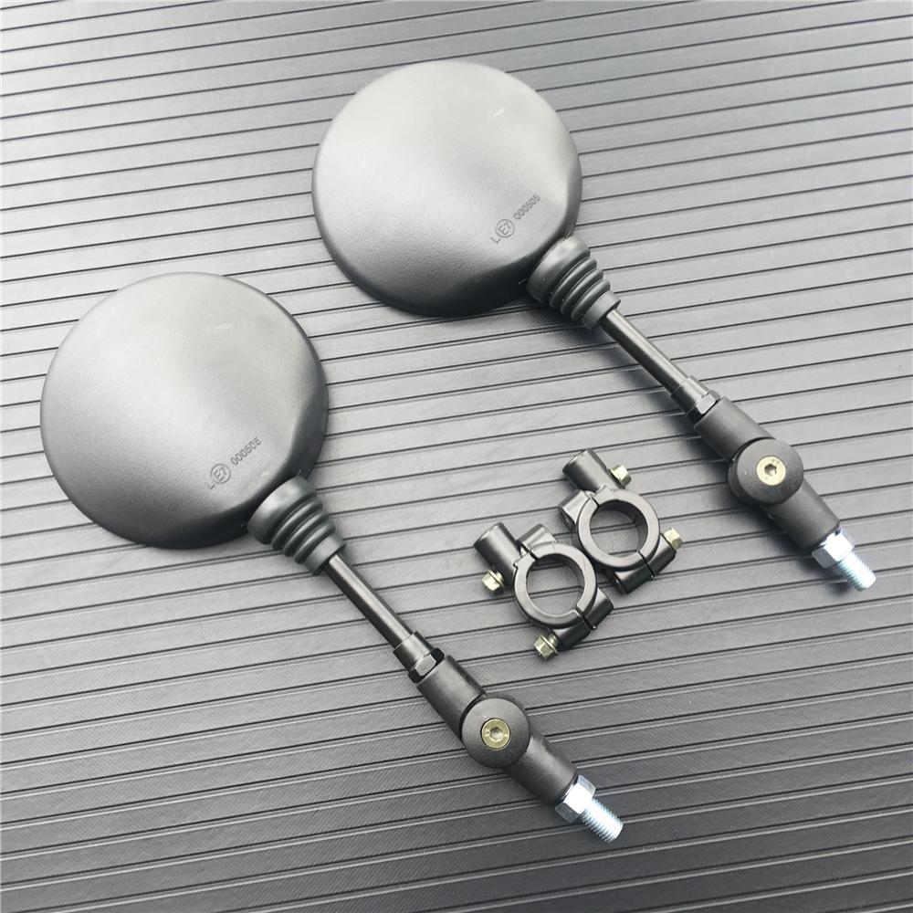 Motocicleta preto universal 10mm espelho lateral espelho retrovisor anti-queda dobrável espelho redondo