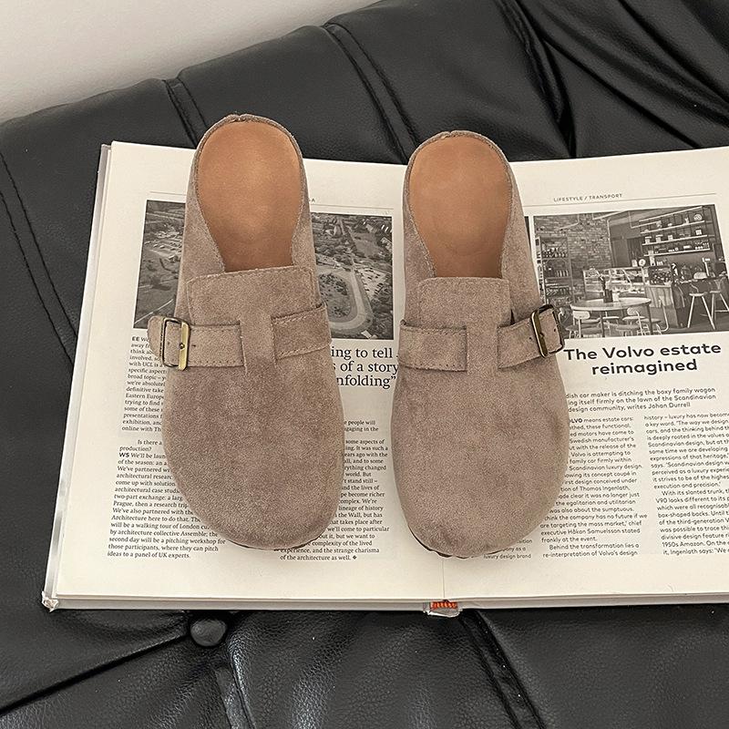 Универсальное тесто для ремонта повседневная сумка голова полушлепанцы девушки осень ретро пряжка ремня одна педаль плоская обувь прилив 35