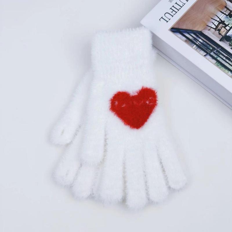 

Женские зимние новые перчатки теплые пальцы вязаные мохнатые велосипедные ветрозащитные велосипедные