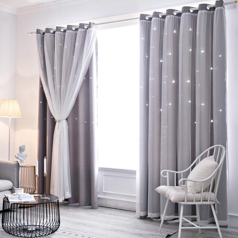 Hollow Star Curtains Of The Same Style, Lace Curtains, Dream Princess, Wind Height Blackout Double-Layer Curtains, Finished Products