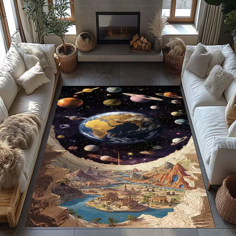 

Black Hole Space Rug Cosmic Galaxy Print Carpet Machine Washable Modern Home Decor Rug Astronomy Lover Room Accent Rugs 40X60cm