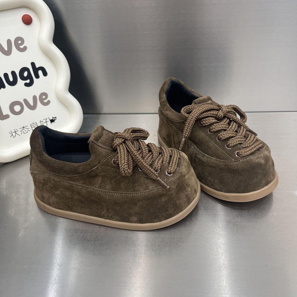 Early Autumn New Fashionable Thick-soled Inner Height Increase Versatile Comfortable Niche Matte Leather Small Casual Shoes