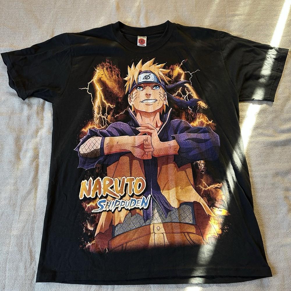 Naruto Shippuden Shirt Size L Black 2 Side Graphics Rayton Playeras Short Sleeve Unisex T-Shirt