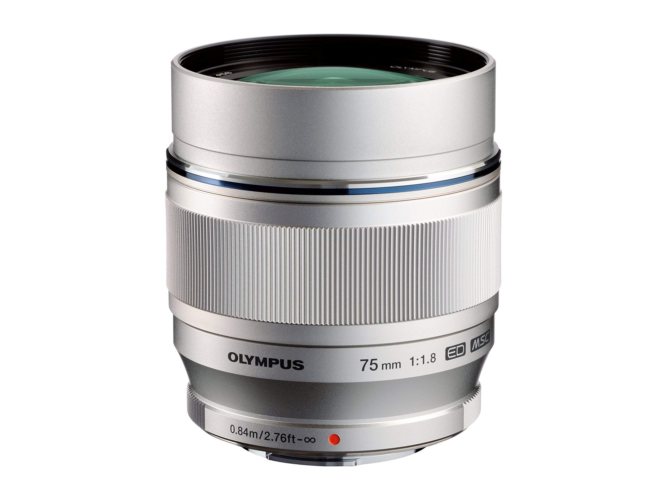 

OLYMPUS DIGITAL ED 75mm prime silver M.ZUIKO F1.8 lens,
