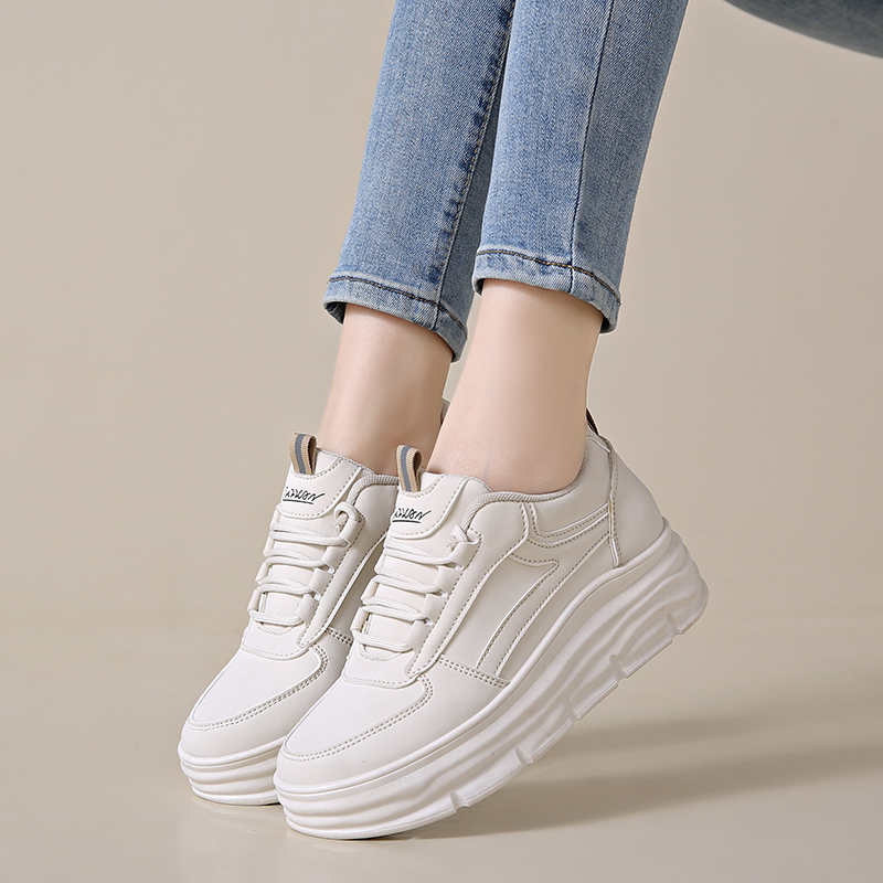 Fashion Big Sole Thick Heel Caregiver Shoes For Women Casual Basketball Women Brand Beige Sneakers For Women Sports Expensive