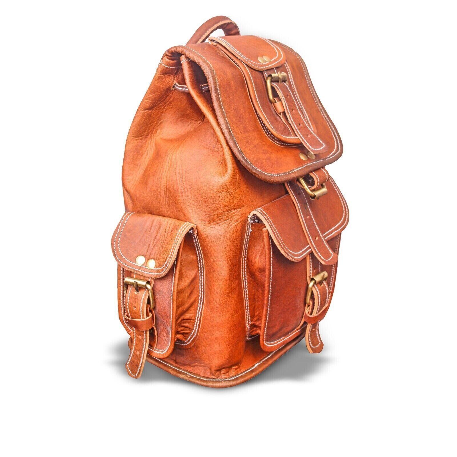 

Новый кожаный рюкзак, сумка для ноутбука, рюкзак, винтажный, натуральный, коричневый, для путешествий, для мужчин 20 X 10 X 10 in коричневый