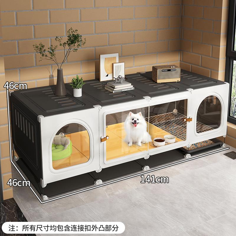 Cage pour Petit Chien avec Toilettes Luxe Une Pièce Un Salon Villa pour Animaux de Compagnie Cage pour Chiots avec Zone Toilettes Séparée Maison pour Chiens d'Intérieur