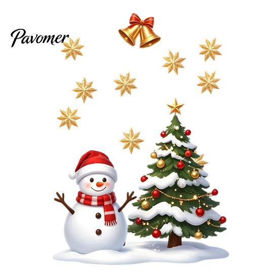 Indoor Outdoor Holiday Decor Christmas Window Static Sticker, Creative Snowman Tree Pattern PVC Decal, Waterproof Party Decorations Reusable