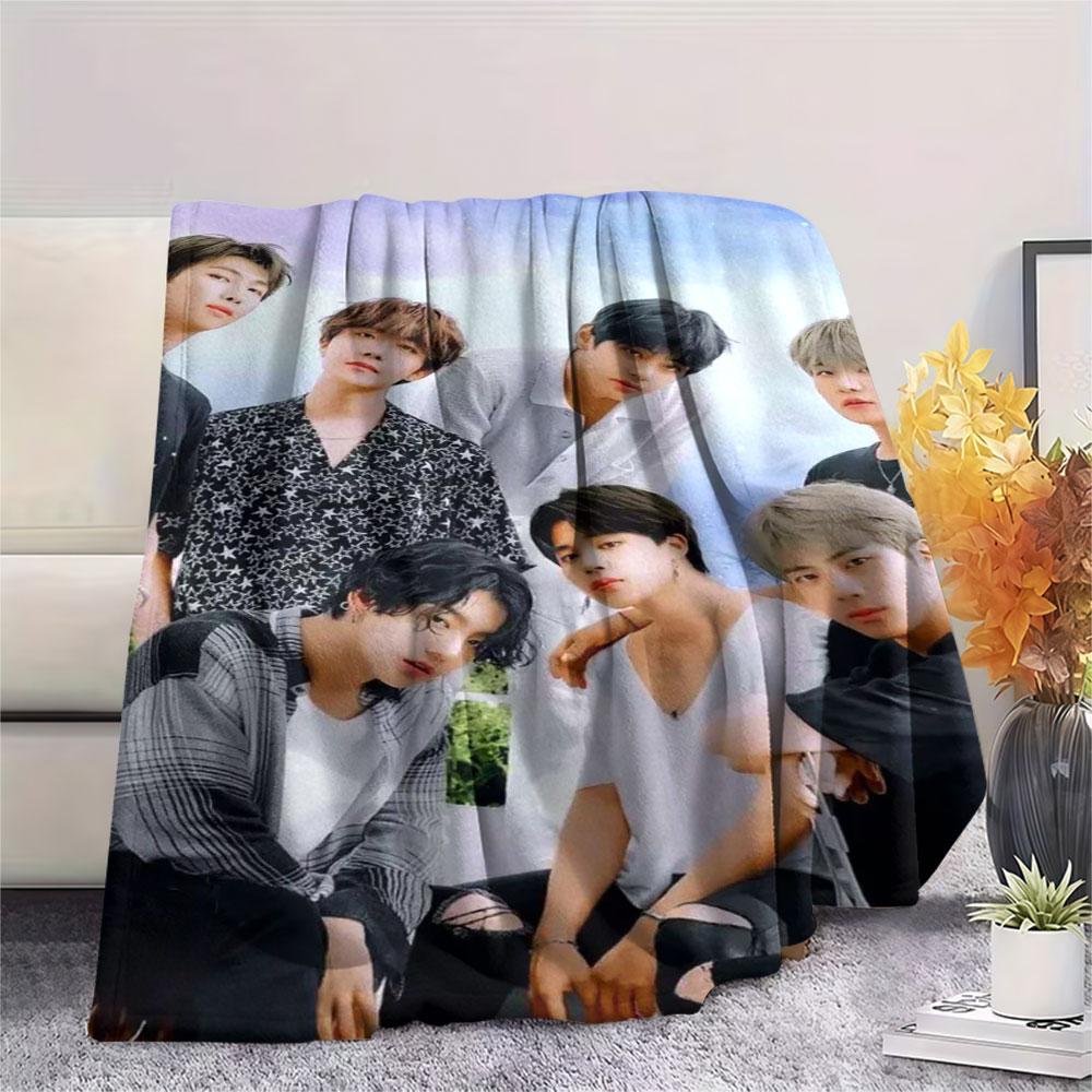 K-POP BTS printing Flannel Blanket Bedroom Sofa Camping Warm blanket Gifts for family and friends-MJ009