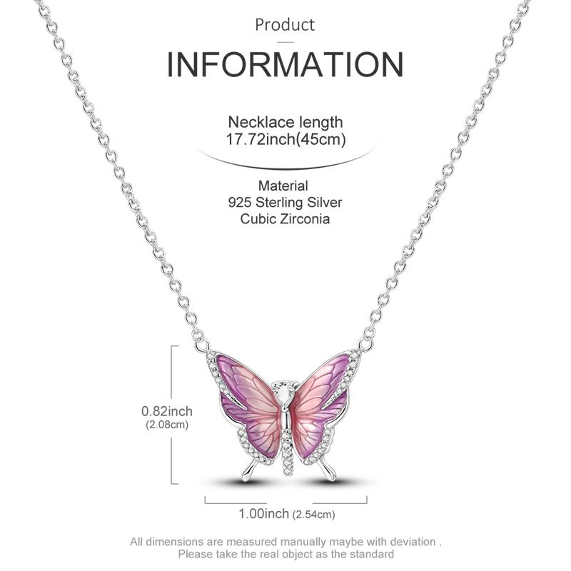 925 Silver Heart Butterfly Necklace Zircon Jewelry Gift For Women Anniversary Birthday Simple Elegant Female Necklaces