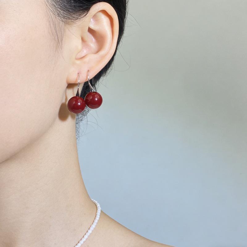 Elegant Red Pearl High Heel Earrings for Women - S925 Sterling Silver 925 Silver