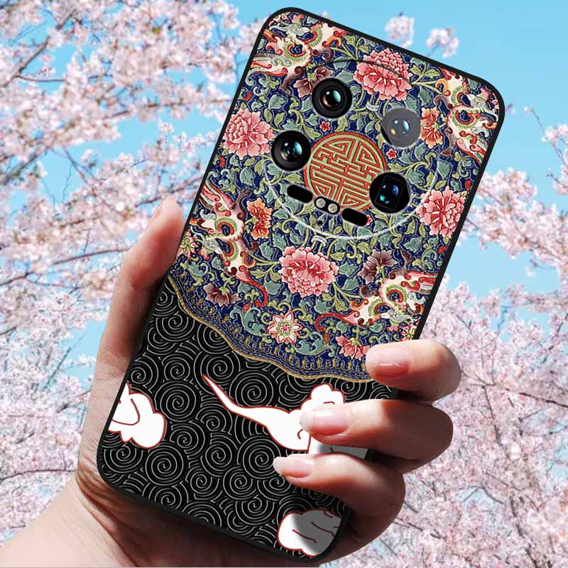 For Xiaomi 14 Ultra 5G 6.73" 14 Pro Cases Fashion 3D Retro Embossed Relief Soft TPU Siliocn Back Cover for Xiaomi 14 Capa Mi 14