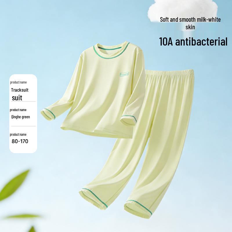 Youkesi Kids Breathable Summer Home Wear Pajama Set: Long Sleeve & Pants, Sweat-Absorbing for Boys and Girls. 80cm