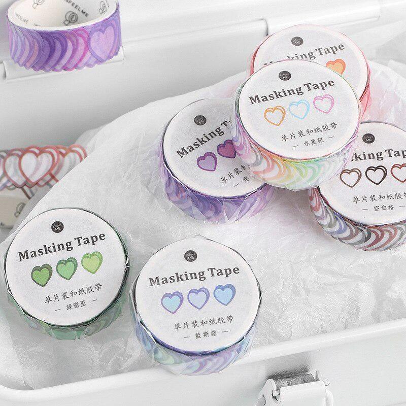 100Pcs/roll Love Heart-shaped Washi Tape Confession Poem Series Hand Account DIY Decoration Sticker Masking Tape Journal Decor