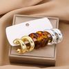 Retro European & American CCB Earring Set: Women's Creative Temperament C-shaped & Leopard Print Earrings