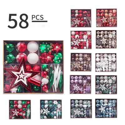 58 PCS High Quality Xmas Tree Ball Hanging Ornament Snowflake Star Pendant Outdoor Home Decor Party Supplies Christmas