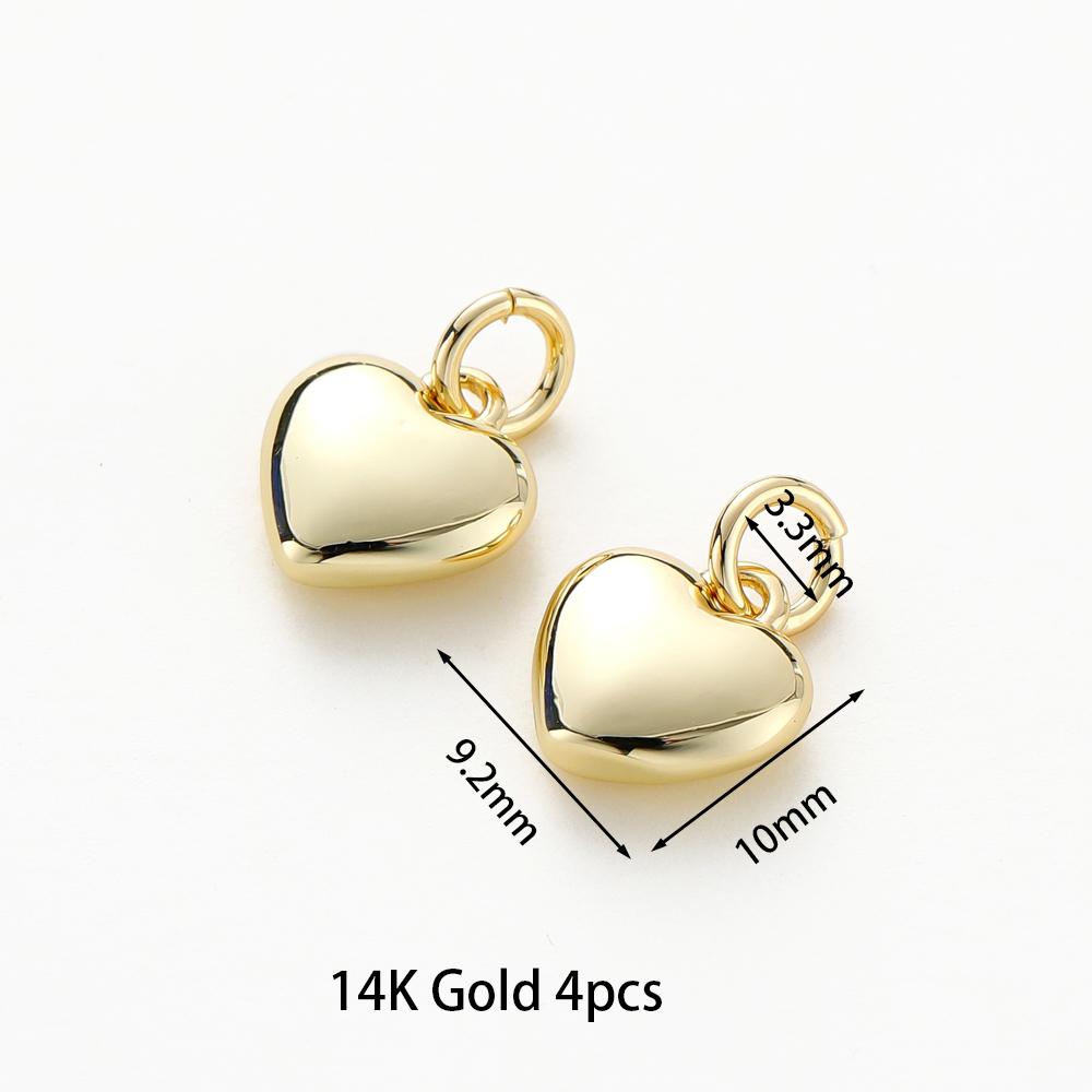 

4 шт./лот Позолоченное 14K Золотом Сердце-Шарм с Кольцом-Замочком Принадлежности для Изготовления Ожерелий Сплошной Подвеска-Сердце Для DIY Аксессуаров для Украшений