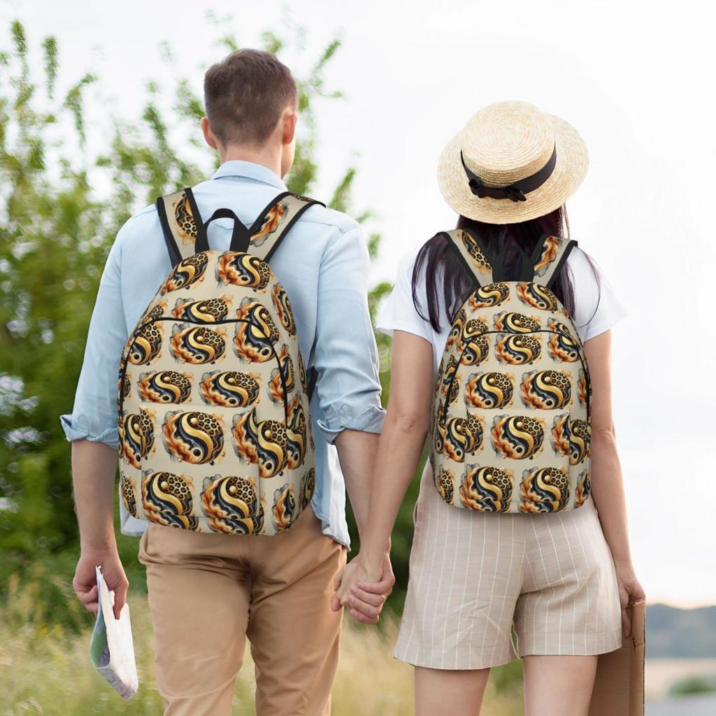 Leopard Yin Yang Luxury Gold Marble Balance Design Backpack Hot Sale Daypack BookBag School Bag Shoulder Bags for Men Women