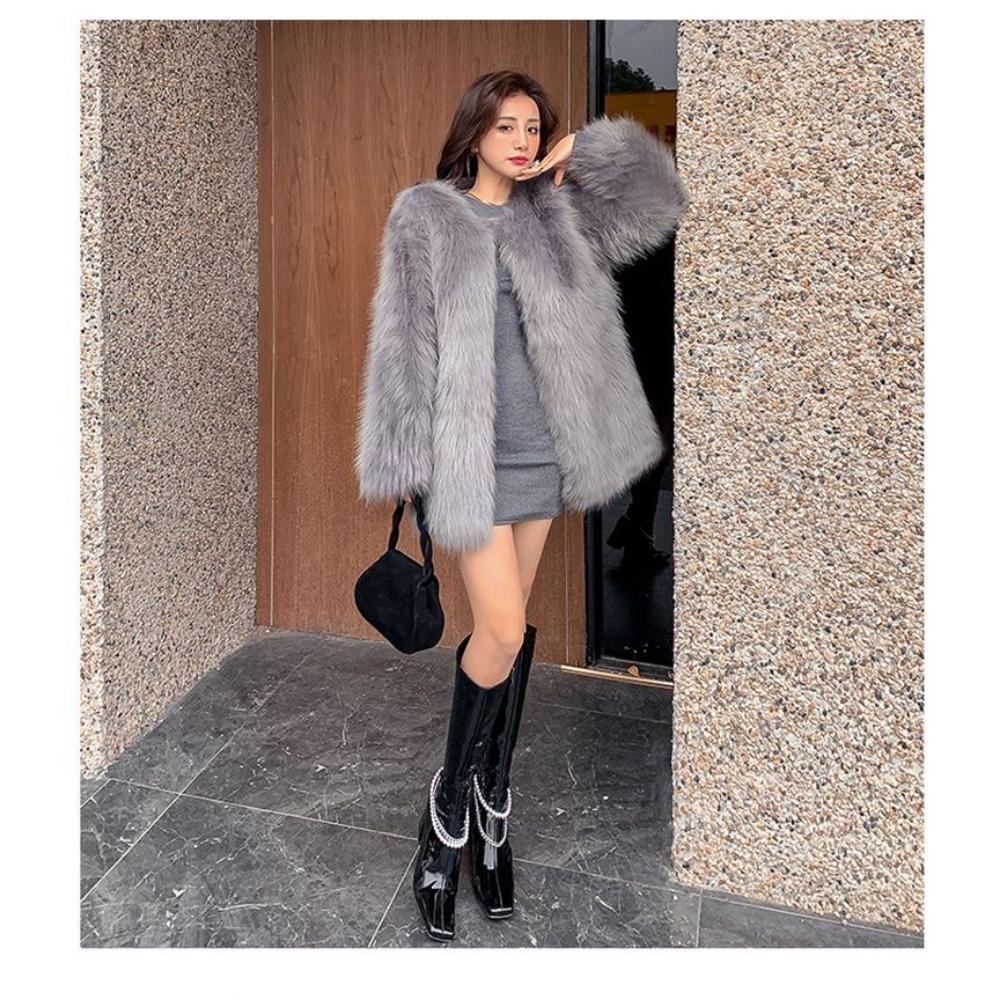 Internet Celebrity New Raccoon Fur Fashion Fur Coat Women's Mid-length Imitation Fox Fur Coat