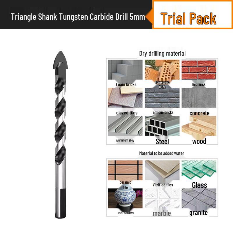 Impact Hex Shank Four-Blade Cross King Drill Bit for Concrete, Tile, and Glass