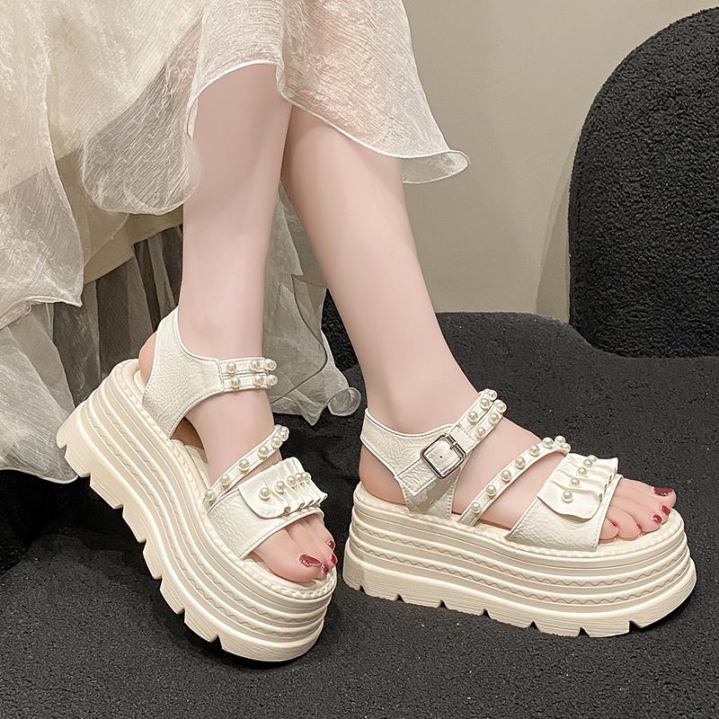 Fashion Women Sandals Summer Open Toe Buckle High Heels Shoes Black Punk Gothic Platform Sandals Sexy Rivets Thick Heels Shoes for Women