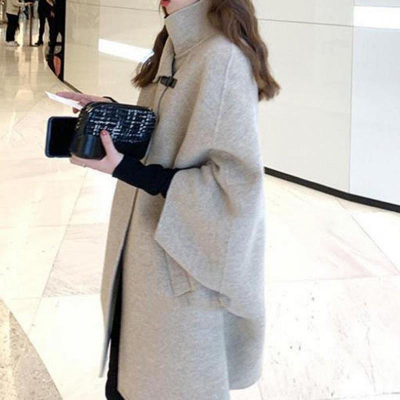 Womens Oversized Wool Blend Coat Winter Longline Cape Style Casual Office Wear