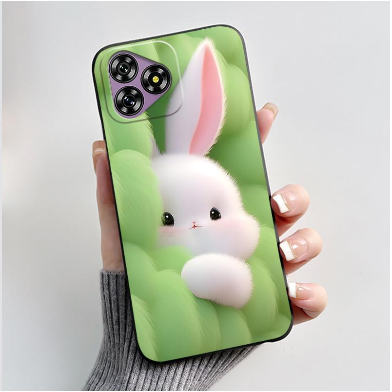 For Oukitel C53 Case Luxury Cute Love Rabbit Funny Black TPU Soft Silicone Protective Phone Case For OukitelC53 C 53 Back Cover