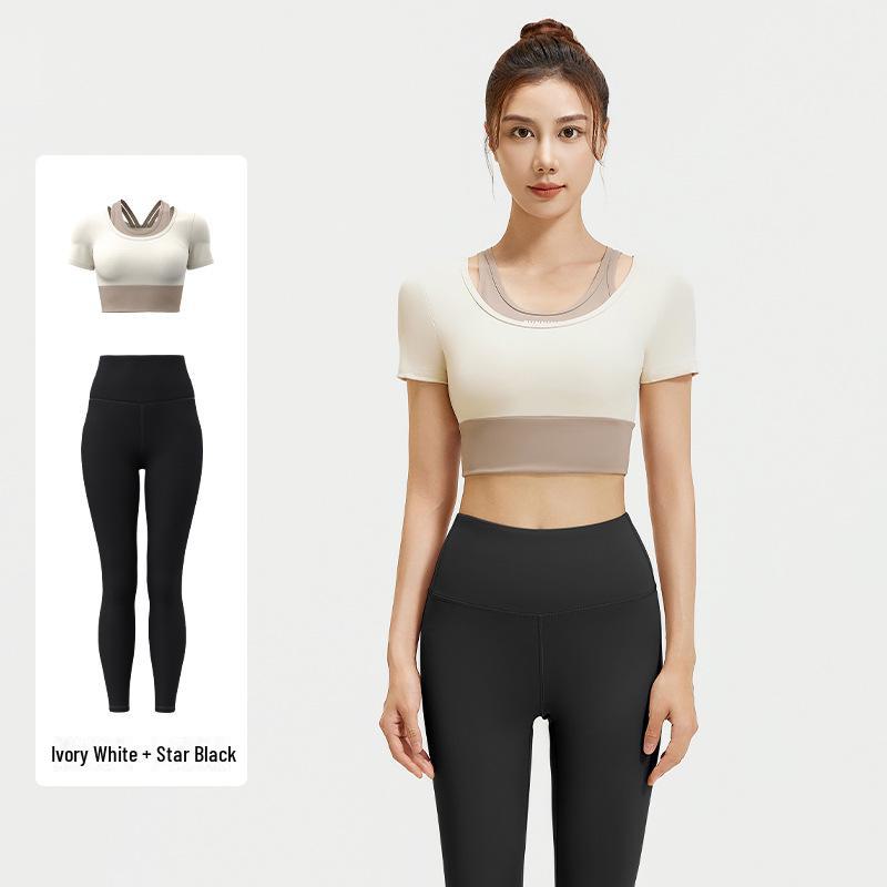 Juyitang Two-in-One Colorblock Yoga Suit - Bra-Free Fitness Apparel