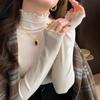 Dark Gray Fungus Lace Semi-turtleneck Polished Bottoming Shirt Women's Inner Autumn and Winter Collar Top