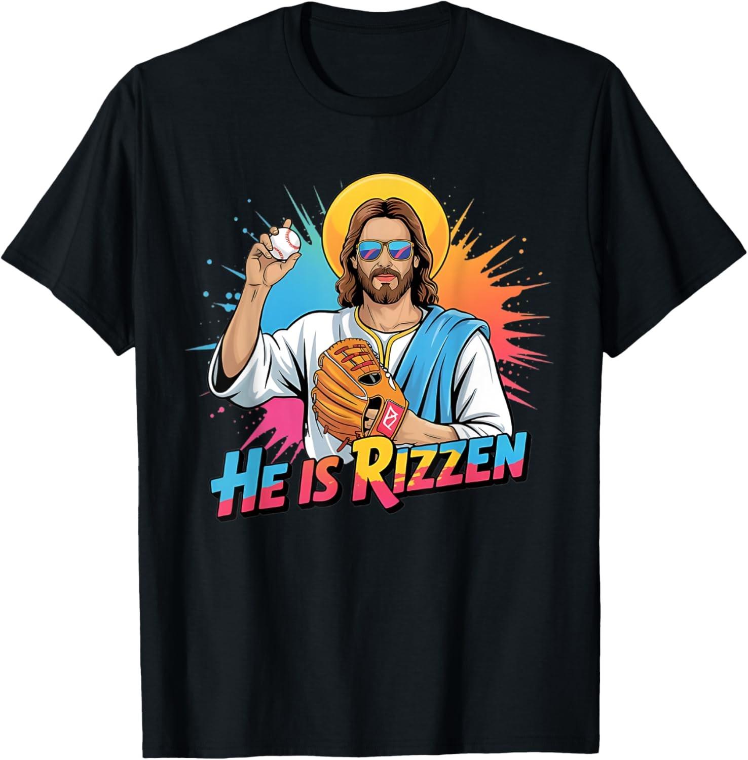 Funny He Is Rizzen Jesus Shirt Baseball Boys Kids Easter T-Shirt S разноцветный