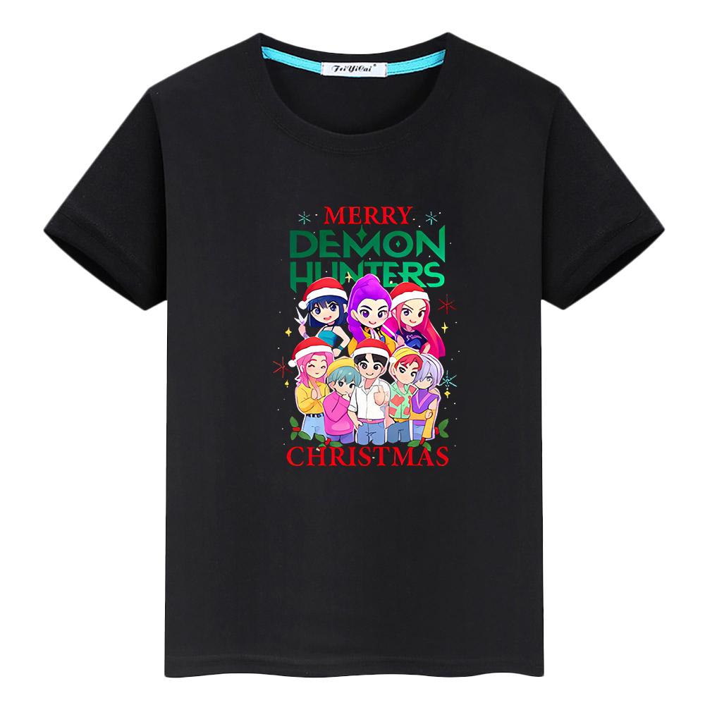 Kpop Demon Hunters Saja Boys Print T Shirt for Kids Boy 10year 100%Cotton Anime Short Christma Tees Cute Tops Y2k Girls Clothes