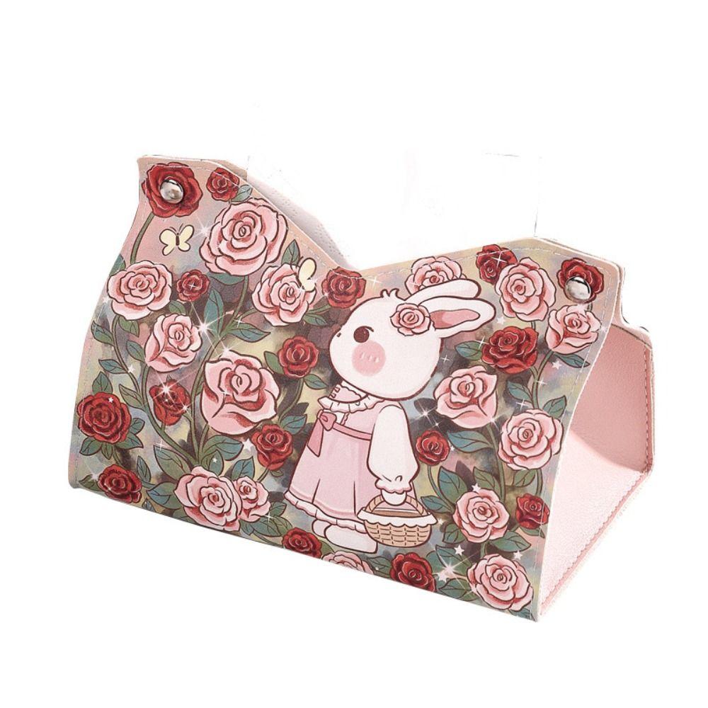 Rose Rabbit Tissue Case Smooth Paper Towel Box Cute Car Tissue Box  Home