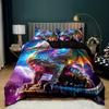 3pcs Animal Print Bedding Set Ancient Castle Guardian Dragon Colorful Fire Dragon Duvet Cover Set, Breathable 100% Polyester