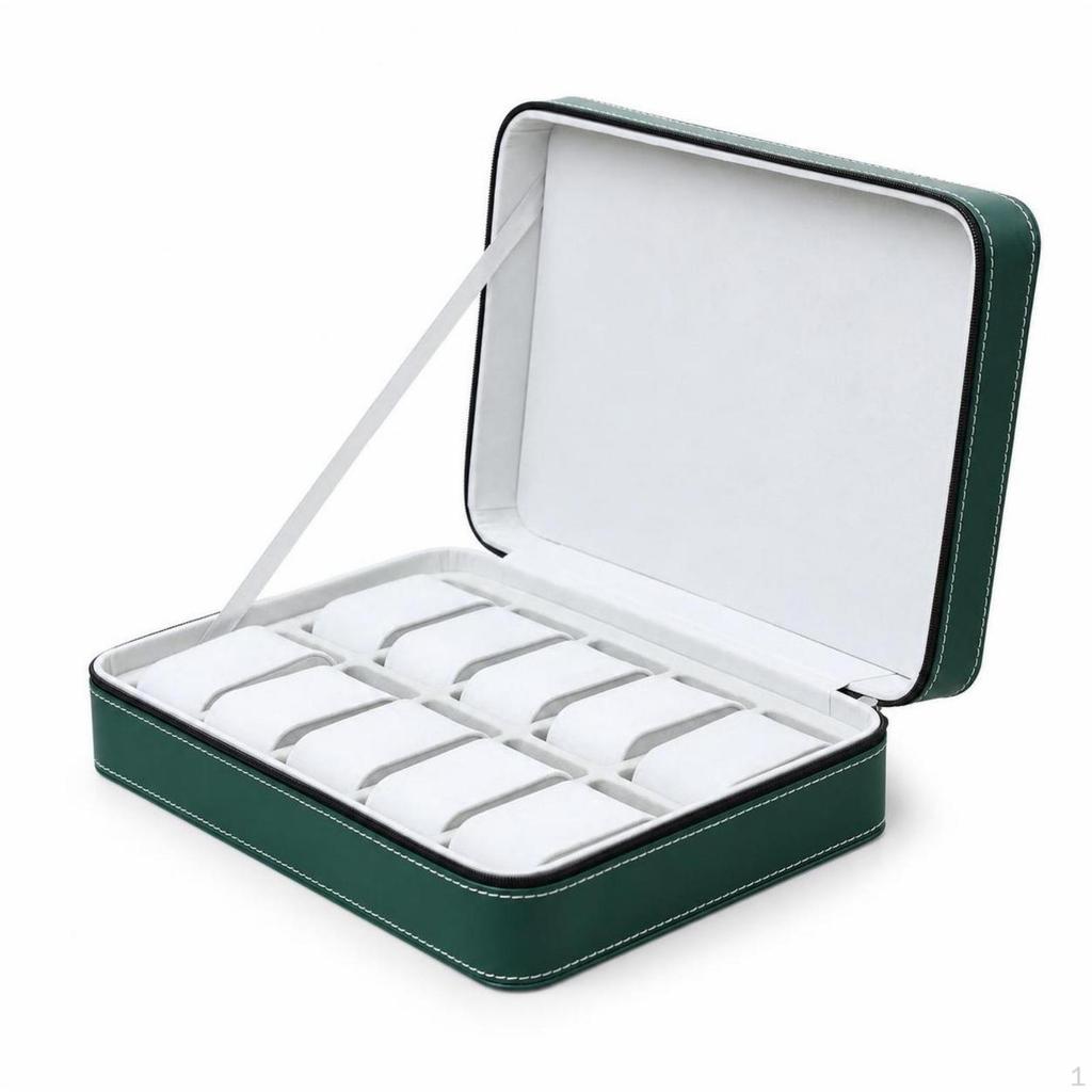 Watch Organizer with Fastener Zippered Leatherette for Collectors