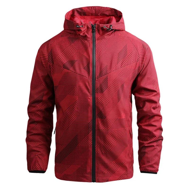 Men Jacket High Quality Fashion Camouflage Stripe Autumn Running SportWear Jackets Thin Hooded Windbreaker Outdoor Jackets Coats