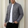 Men Solid Color Stand Collar Thickened Warm Quilted Bomber Jacket Casual Outerwear