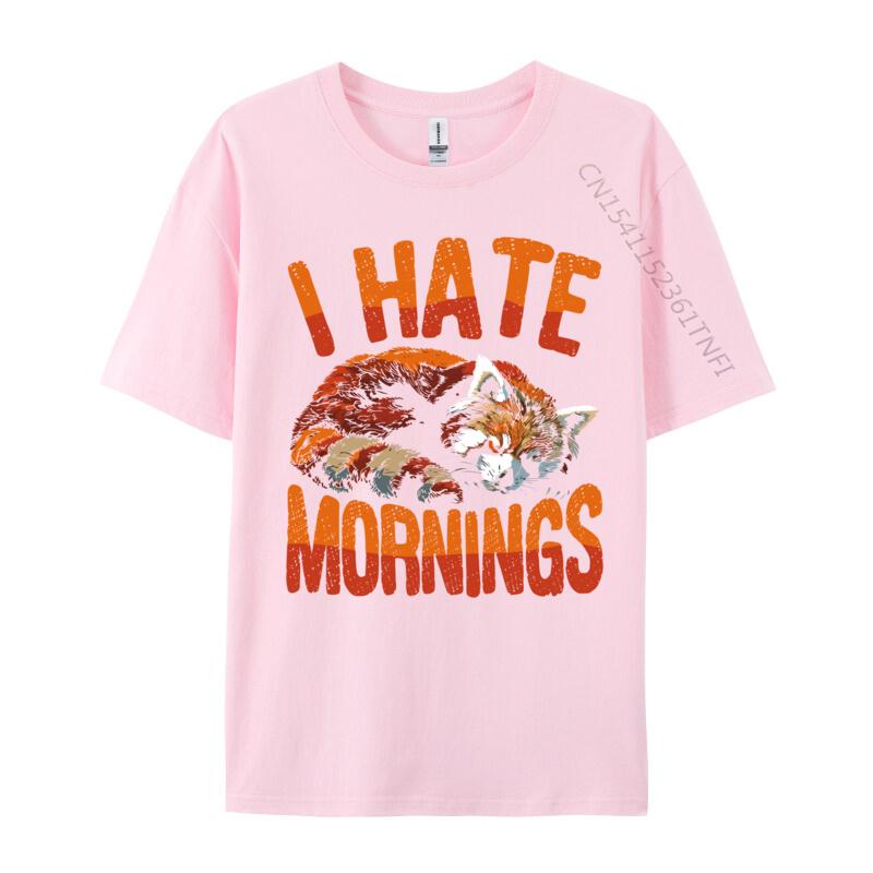 I Hate Mornings Red Panda Lazy Day Nap Time For Unisex Top Tshirts Hip Hop Graphic Cotton Tops Shirts Tops Shirts For Unisex