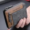 Trendy Luxusní Pánská Peněženka Designová Pánská Krátká Zipová Kožená Třídílná Spona na Peníze Držák na Karty Vysoce Kvalitní Retro Mince