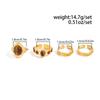 SHIXIN 4Pcs/Set Vintage Oval Brown Stone Open Rings for Women Luxury Round Gold Color Adjustable Knuckle Ring Lady Jewelry Gift