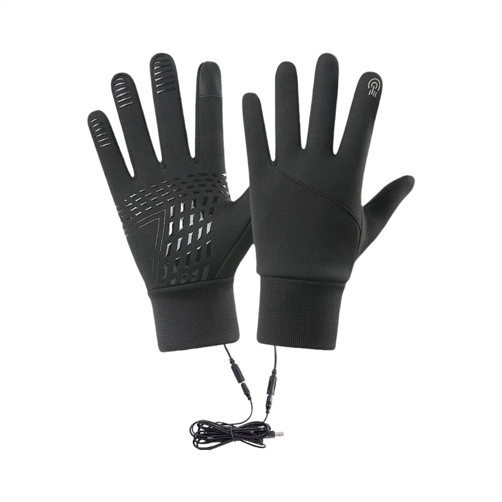 USB Touch Screen Gloves Heated Motorcycle Gloves Anti-Slip Glove Windproof Cycling Mittens Electric Heating Gloves Sports Outdoo