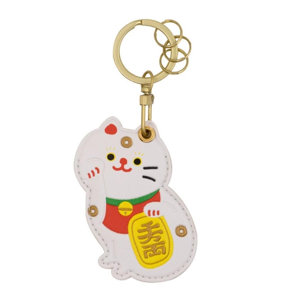 Leather Fruit Kitty Access Card Holder Maneki-neko Access Control Card Pendant  Car Key Pendant
