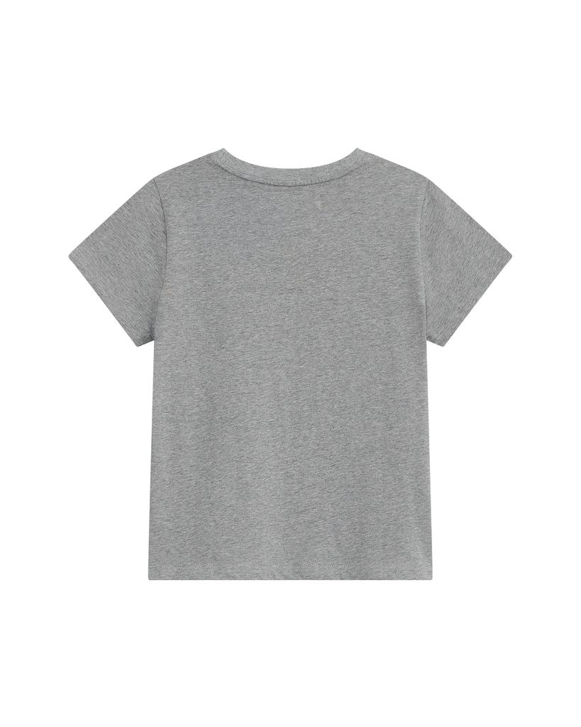THEMUSEUMVISITOR W Heart Printed Crop T-Shirt (Melange Grey)