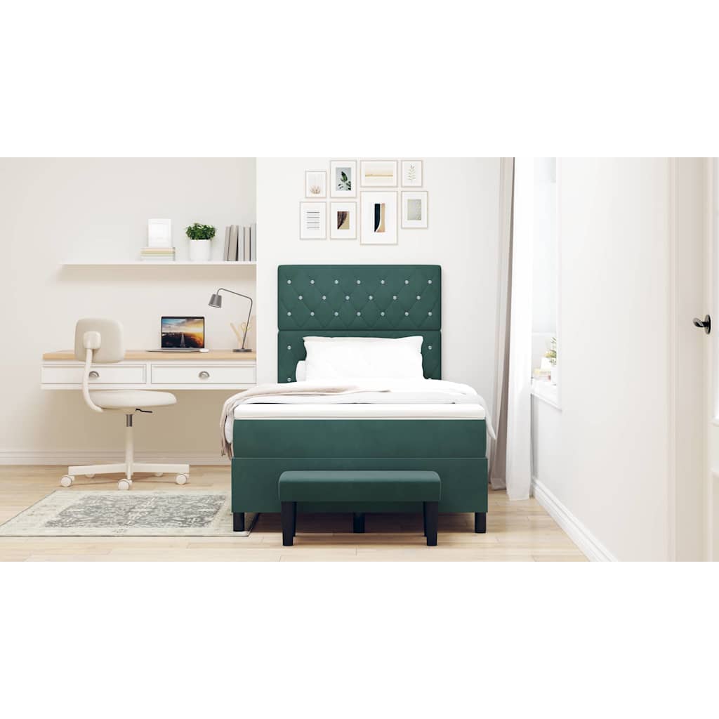 Box Spring Bed with Headboard Dark Green 190 x 120 cm Velvet