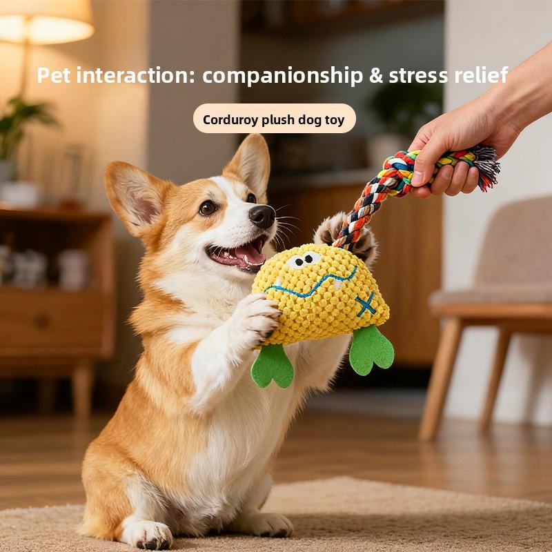 Hund Geräusche machendes Spielzeug - Reißfestes Samt Plüsch Baumwollseil Spielzeug für Unterhaltung und Entspannung.