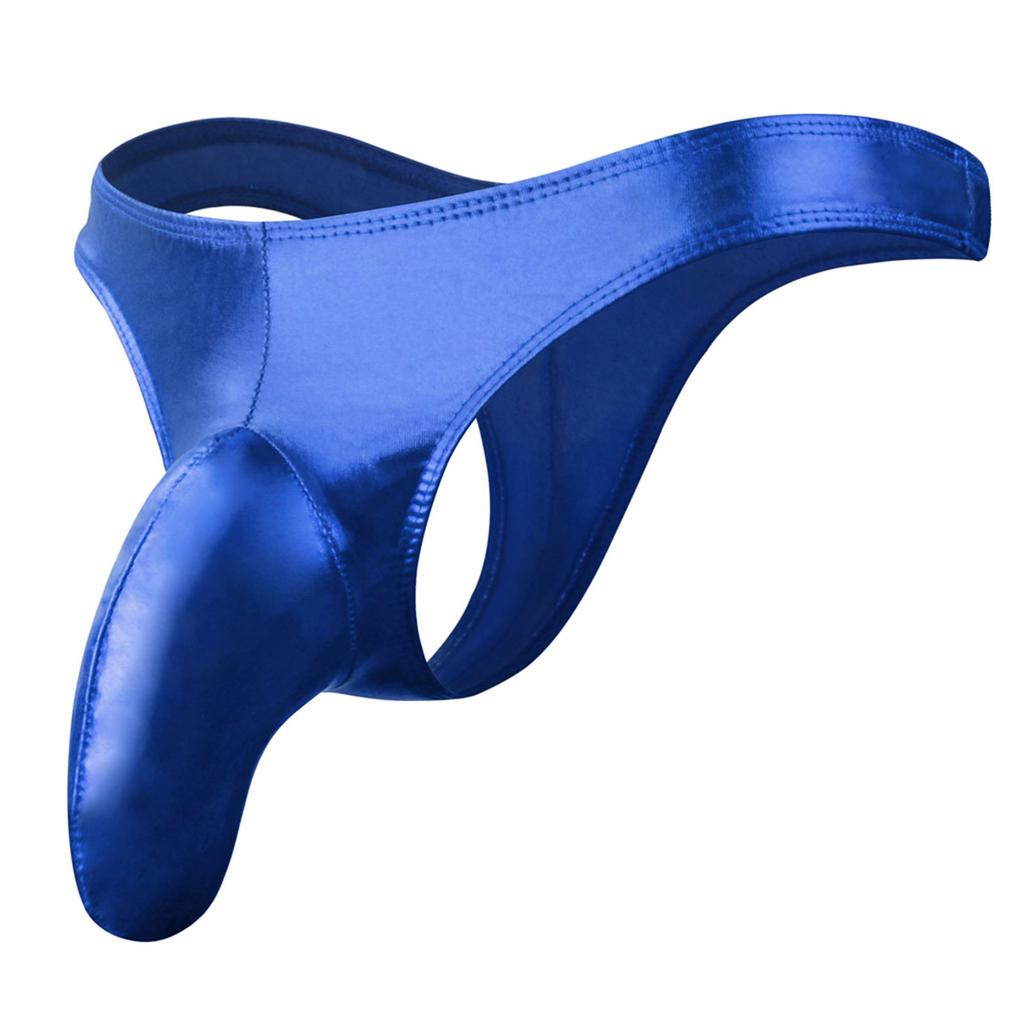 Mens Shiny Metallic Thong Low Rise Bulge Enhancer Breathable Stretchy Underwear Lingerie Partywear