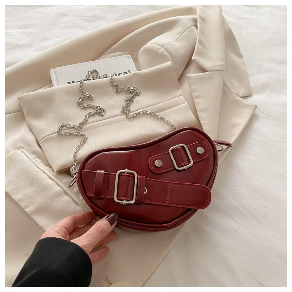 Designer Heart Cross Bag Y2k PU Leather Bag Fashion Heart Shoulder Bag  for Women